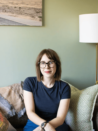 Michele seated in her counselling office in Dartmouth, Nova Scotia.